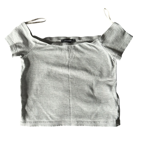 Gray Off-the-Shoulder Ribbed Crop Top - Forever 21 Size Small - Picture 1 of 3